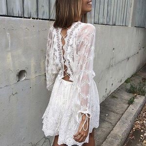 *SUPER RARE* ZIMMERMAN LACE UP BACK WHITE LACE DRESS